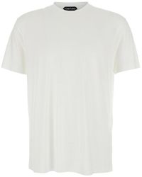 Tom Ford - Crewneck T-Shirt With Logo Embroidery On The Front - Lyst