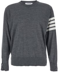 Thom Browne - Crew Neck Sweater With 4-Bar Detail - Lyst