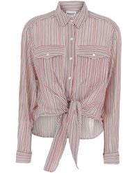 Isabel Marant - 'Nath' Shirt With Front Bow And All-Over Striped Motif - Lyst