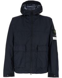 Stone Island - Jacket With Fixed Hood And Logo Patch On The Sleeve - Lyst