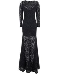 Plain - Maxi Dress With Rear Concealed Zip Closure And All-Over Em - Lyst
