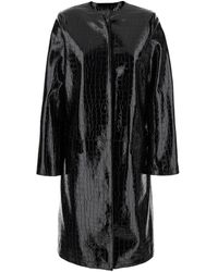 TOTEME - Leather Coat With Crocodile Effect - Lyst