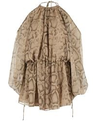 ANDAMANE - Blouse With All-Over Python Print And Knot Closure - Lyst