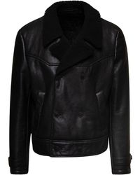 Salvatore Santoro - Jacket With Shearling Revers And Logo Detail - Lyst