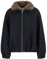 Jucca - Bomber With Fur Collar And Dropped Shoulders - Lyst