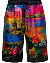 Dolce & Gabbana - Bermuda con stampa hawaii all-over e coulisse in seta - Lyst