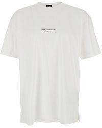 Giorgio Armani - Crewneck T-Shirt With Logo Lettering On The Front - Lyst