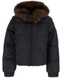 Pinko - 'Godetia' Down Jacket With Hood With Fur And Quilted Desig - Lyst