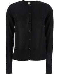 TOTEME - Crewneck Cardigan With Logo Detail On The Front - Lyst