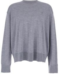 Ami Paris - Crew Neck Sweater With Embroidered Logo On The Front - Lyst