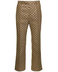 Gucci - Camel And Ebony Trousers With Gg Supreme Motif - Lyst