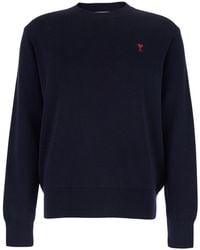 Ami Paris - Crewneck Sweater With Adc Embroidery On The Front - Lyst