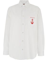 Gucci - Cotton Poplin Shirt With Embroidery, Size 52, Ready-To-Wear - Lyst