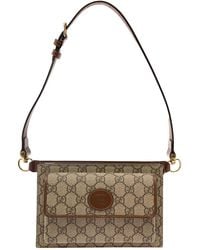 Gucci - Crossbody Bag With Gg Logo And Front Pocket - Lyst