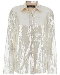 FEDERICA TOSI - Camicia Con Design A Rete E Paillettes Applicate All-Ove - Lyst