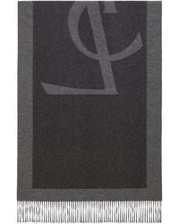 Saint Laurent - Scarf With Maxi Logo Lettering And Fringed Hem - Lyst