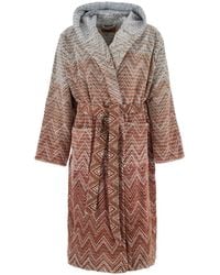Missoni - 'Stone' Bathrobe With Hood And All-Over Zigzag Motif - Lyst