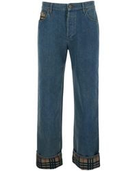 Burberry - 'Dexter' Jeans With Stonewash Effect And Check Motif Hem - Lyst