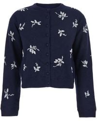 ATELIER EDITION - Cardigan Girocollo Con Ricami Floreali - Lyst