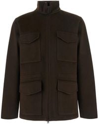 Aspesi - Front Zip Wool Jacket With High Collar - Lyst