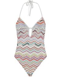 Missoni - One-Piece Swimsuit With Zigzag Motif And Cut-Out In - Lyst