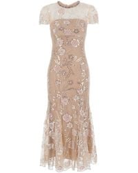 Self-Portrait - Long Dress With All-Over Sequins - Lyst