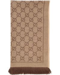 Gucci - Knit Scarf With Jacquard Gg Motif - Lyst