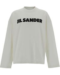 Jil Sander - Long Sleeve T-Shirt With Contrasting Logo Print - Lyst