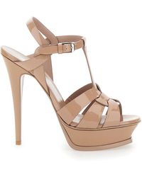 Saint Laurent - Tribute 105 Patent Platform Sandal - Lyst