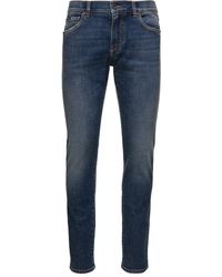 Dolce & Gabbana - Dark E Distressed Slim-fit Jeans In Cotton Denim Man Dolce & Gabbana - Lyst