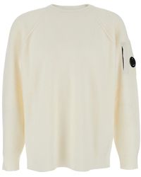 C.P. Company - Crewneck Sweater With Logo Plaque On The Sleeve - Lyst