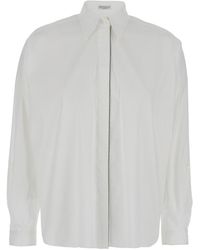 Brunello Cucinelli - Oversized Shirt With Monile Detail - Lyst
