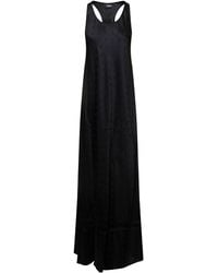 Balenciaga - Black Long Evening Dress With Logo Motif All-over In Viscose Woman - Lyst