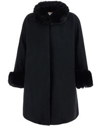 Twinset - Fur Coat With Fur Collar And Cuffs And Hidden Front Clos - Lyst