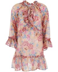 Anjuna - Short Kaftan Dress With Ruffled Sleeves And All-Over - Lyst