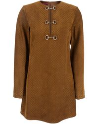 Gucci - Gg Suede Mini Dress - Lyst