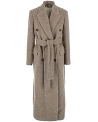 Golden Goose - Double-Breasted Coat With Classic Lapels And Belt - Lyst