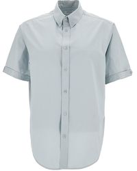 Off-White c/o Virgil Abloh - Light Blue Short Sleeve Shirt With Button-down Collar In Cotton Man - Lyst
