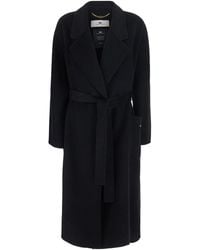 Elisabetta Franchi - Belted Coat Tech Fabric Polyester - Lyst
