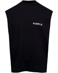 Purple Brand - Brand Sleeveless Crew Neck T-Shirt With Logo Print - Lyst