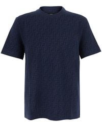 Fendi - Crew Neck T-Shirt With Ff All-Over Motif - Lyst