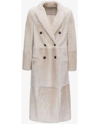 Brunello Cucinelli Double-breasted Shearling Coat - White