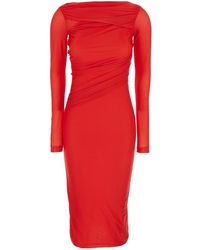 Pinko - Long Dress With Ruffles And Boat Neckline - Lyst