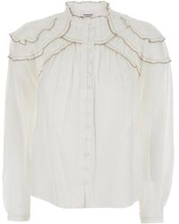 Isabel Marant - Blusa 'Christa' A Collo Alto Con Scollo Con Ruches - Lyst