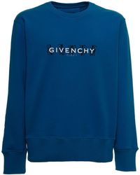 Givenchy Man's E Cotton Sweatshirt With Logo - Blue