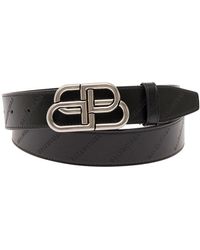Balenciaga - Belt With Bb Buckle And All-Over Motif - Lyst