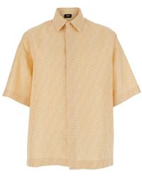 Fendi - Shirt With Wide Short Sleeves And All-Over Ff Motif - Lyst