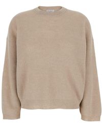 Brunello Cucinelli - Maglione Girocollo Con Spalle Scese - Lyst