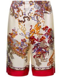Gucci - Straight-leg Printed Silk-twill Shorts - Lyst
