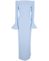 Solace London - 'Anica' Light Off-Shoulder Long Dress With Bell Long Sleeves - Lyst